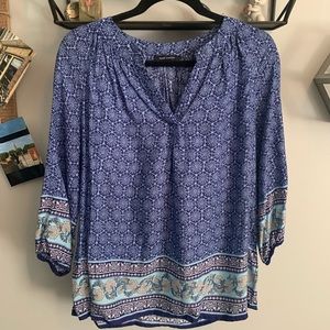 Blue Flowy Blouse